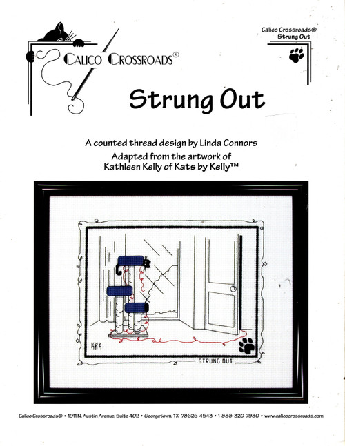Calico Crossroads Strung Out counted cross stitch leaflet. Linda Connors