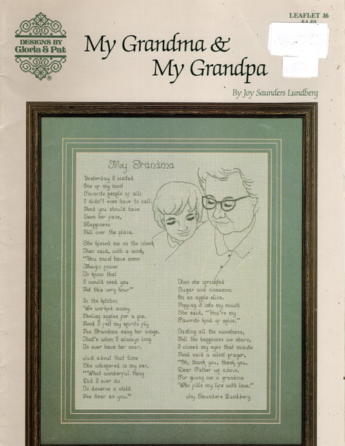 Designs by Gloria & Pat My Grandma and My Grandpa counted Cross Stitch Pattern booklet. Joy Saunders Lundberg