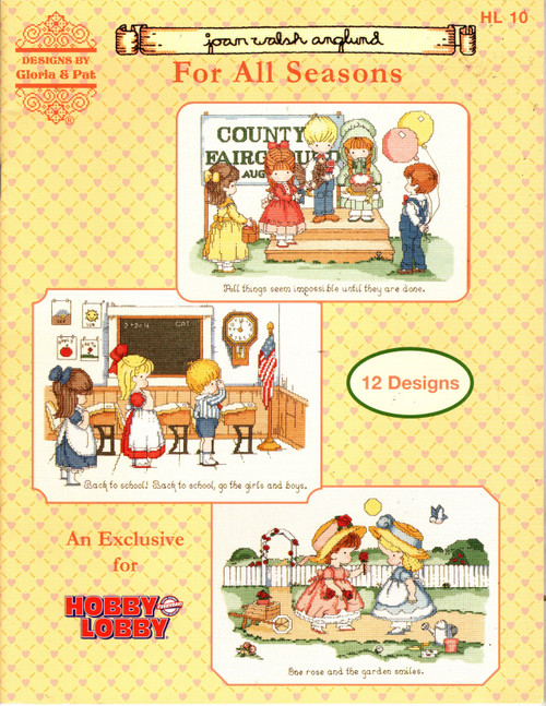 Designs by Gloria & Pat For All Seasons counted Cross Stitch Pattern booklet. Joan Walsh Anglund. A chart for each month of the year