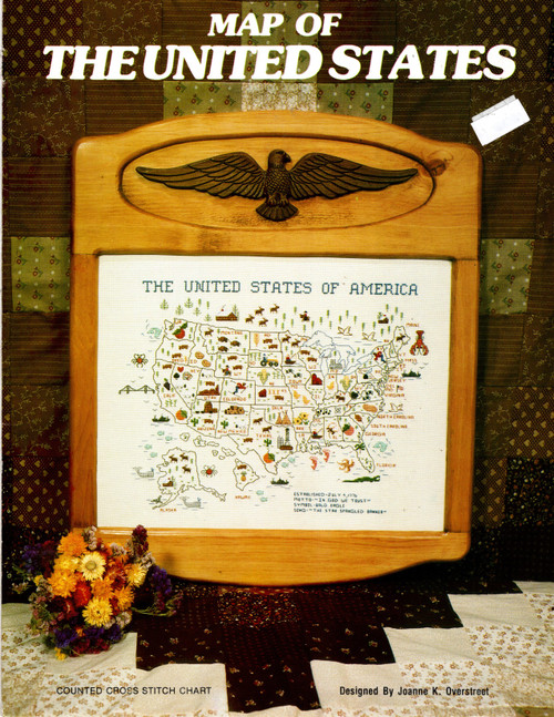 The Sassafras Tree Map of the United States counted Cross Stitch Pattern leaflet. Joanne Overstreet