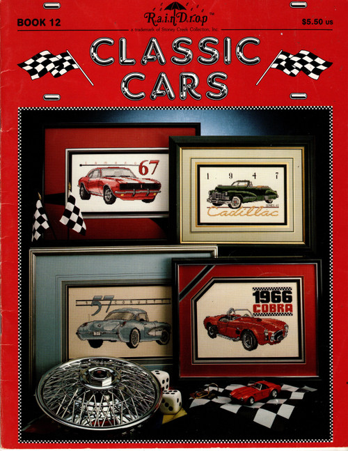Stoney Creek Classic Cars Counted cross stitch pattern booklet. 1967 Camaro, 1947 Cadillac, 1966 Cobra, 1932 Chevrolet, 1931 Chrysler Imperial, 1955 Thunderbird, 1957 Corvette, 1972 Cutlass, 1929 Model A