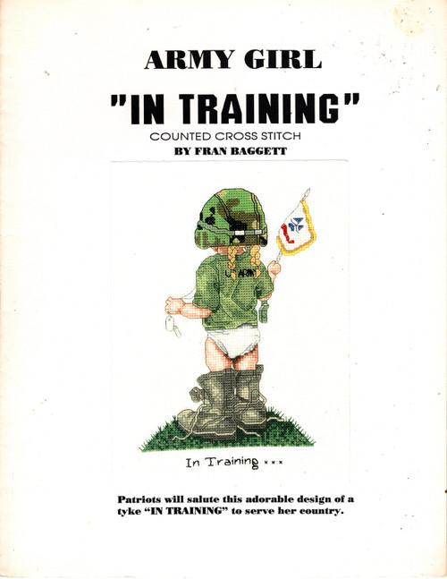 Fran Baggett In Training Army Girl counted cross stitch leaflet