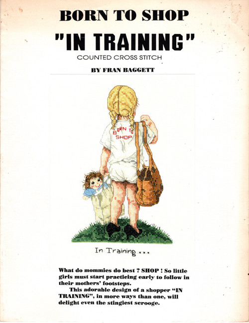 Fran Baggett In Training Born to Shop counted cross stitch leaflet