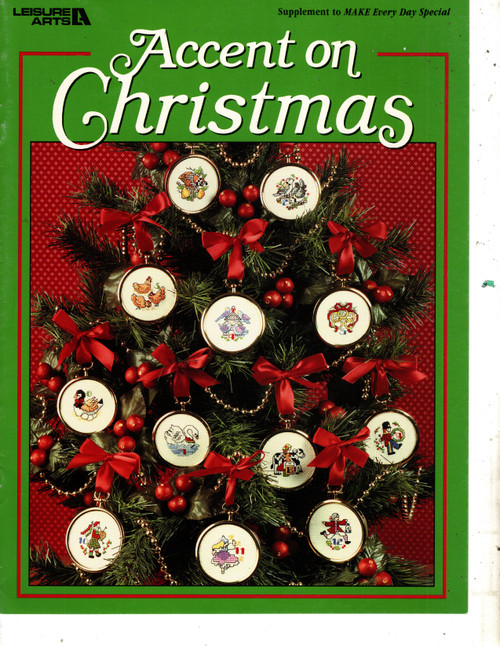 Leisure Arts Accent on Christmas counted Cross Stitch Pattern booklet. It's Christmas Time, Twelve Days of Christmas