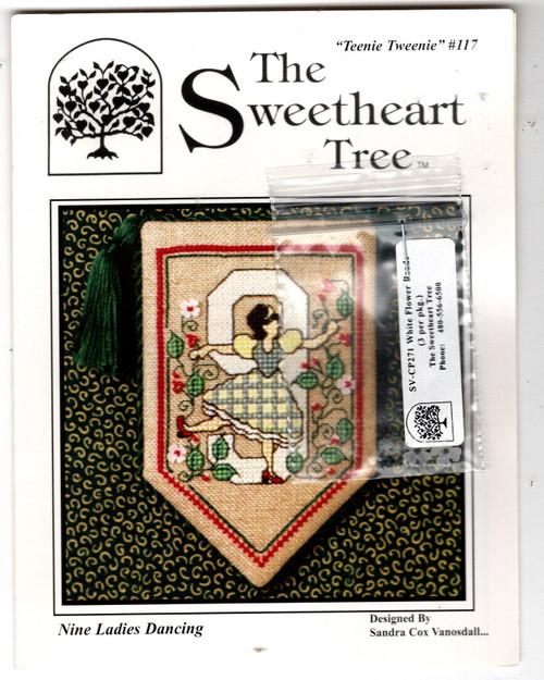 The Sweetheart Tree Nine Ladies Dancing Counted Cross Stitch Pattern leaflet with charm pack. Teenie Tweenie 117. Sandra Cox Vanosdall