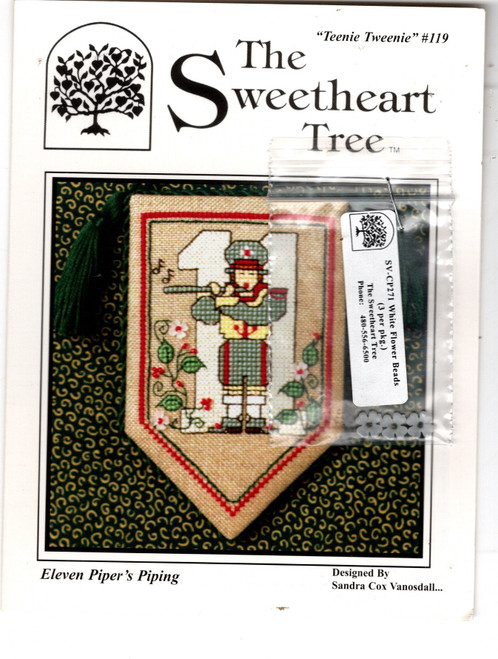 The Sweetheart Tree Eleven Piper's Piping Counted Cross Stitch Pattern leaflet with charm pack. Teenie Tweenie  119.  Sandra Cox Vanosdall