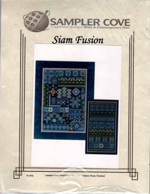 Sampler Cove Siam Fusion counted cross stitch chartpack. Motif Sampler, Band Sampler