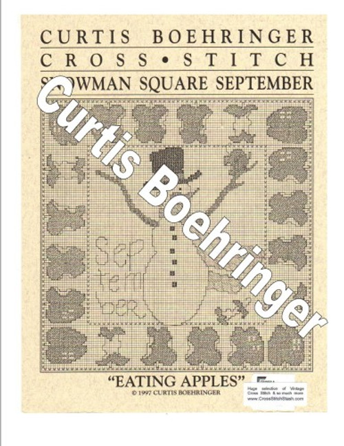 Curtis Boehringer SNOWMAN SQUARE Eating Apples September