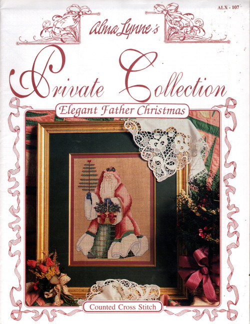 Alma Lynne Designs Elegant Father Christmas counted cross stitch pattern chartpack. Private Collection series
