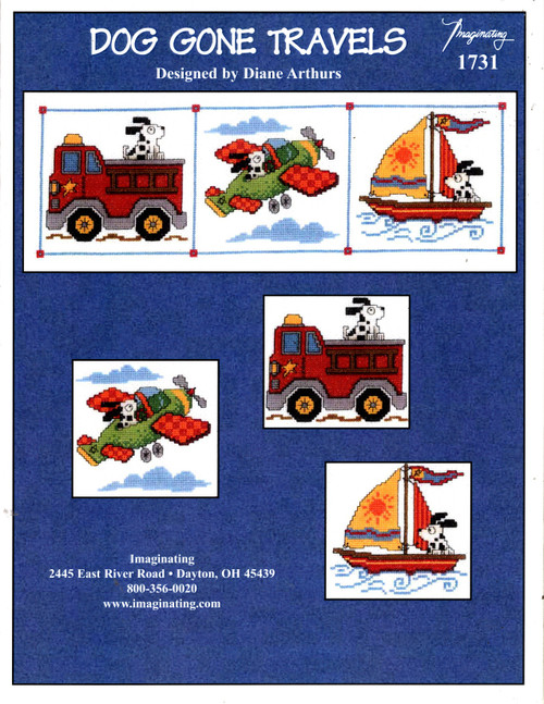 Imaginating Dog Gone Travels counted cross stitch leaflet. Diane Arthurs