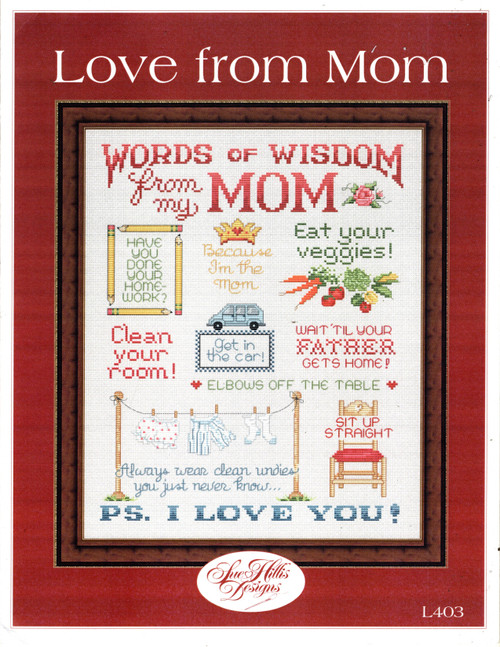 Sue Hillis Designs Love From Mom Counted cross stitch leaflet