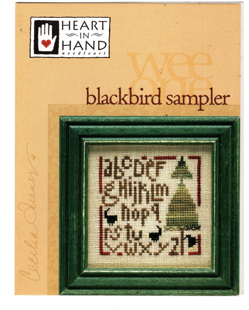 Heart in Hand Wee One Blackbird Sampler counted cross stitch pattern leaflet. Cecilia Turner