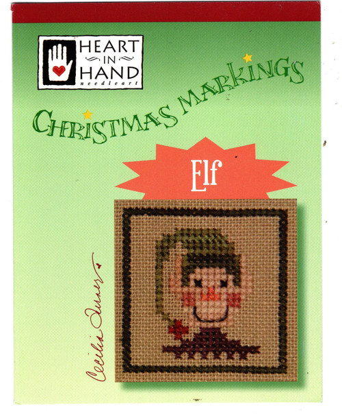 Heart in Hand Christmas Markings Elf counted cross stitch pattern leaflet. Cecilia Turner