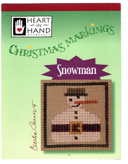Heart in Hand Christmas Markings Snowman counted cross stitch pattern leaflet. Cecilia Turner