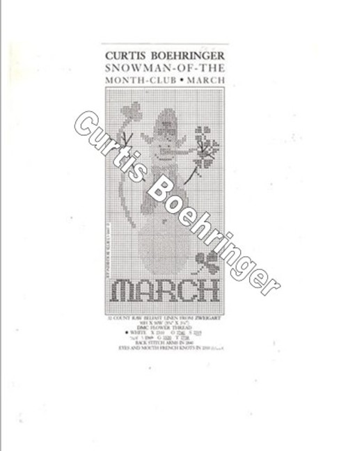 Curtis Boehringer Snowman of the Month Club March Cross Stitch Pattern Curtis Boehringer Snowman of the Month Club March Cross Stitch Pattern