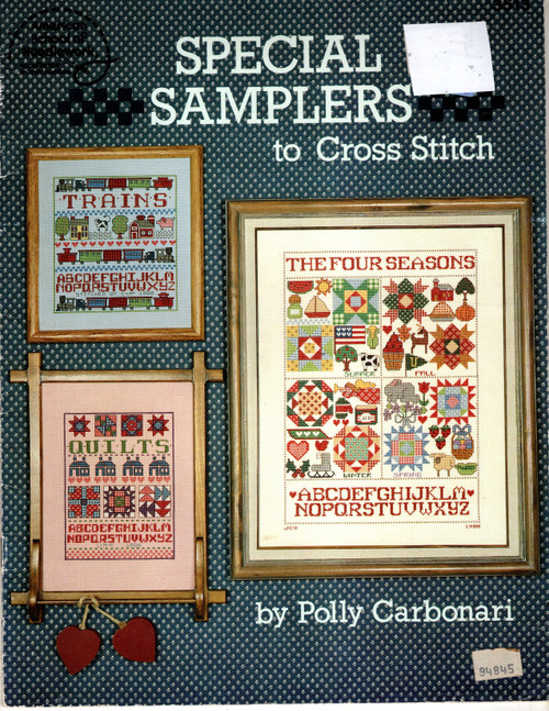 American School of Needlework Special Samplers to Cross Stitch Counted Cross Stitch Pattern booklet. Polly Carbonari. Apples, Country Trains, Country Home, Butter Prints, Delft Tiles, Hex Signs, Quilts, Quilter's ABC, The Four Seasons