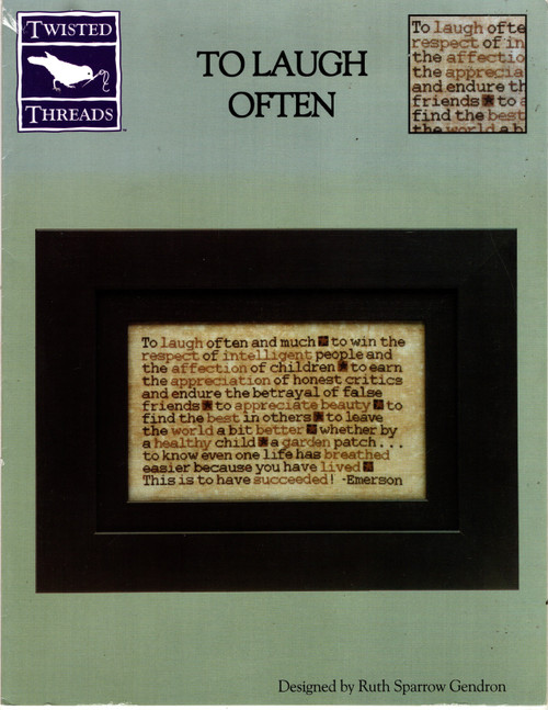 Twisted Threads To Laugh Often Counted Cross Stitch Pattern leaflet. Ruth Sparrow Gendron