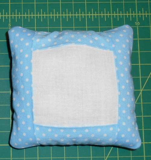Tiny Tuck Pillow Light Blue with White Polka Dots.  Cute little fabric pillows to "frame" your needlework