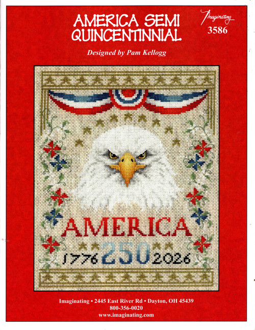 Imaginating America Semi Quincentinnial counted cross stitch leaflet. Pam Kellogg