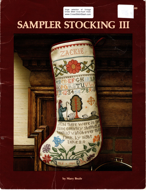 Mary Beale Sampler Stocking III counted cross stitch leaflet