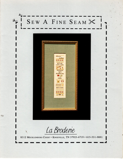 La Broderie Sew A Fine Seam counted cross stitch pattern leaflet. Linda Reeves