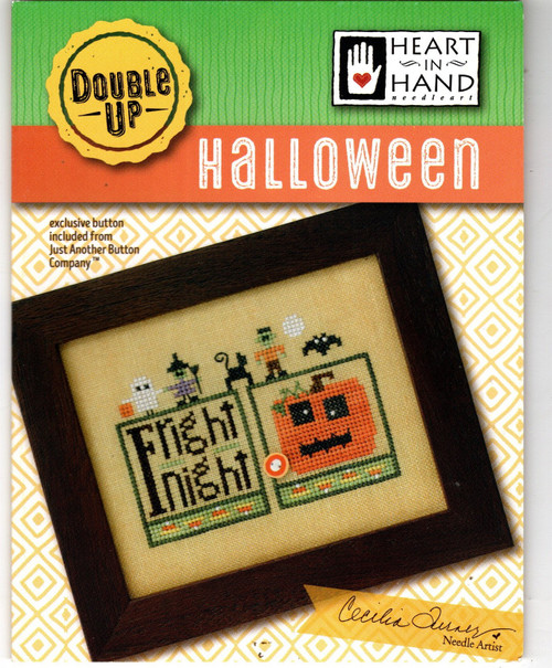 Heart in Hand Halloween Double Up counted cross stitch pattern leaflet with embellishment. Cecilia Turner