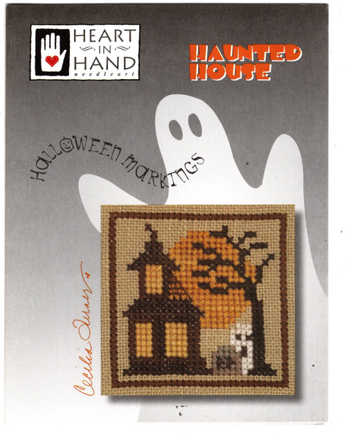 Heart in Hand Halloween Markings Haunted House counted cross stitch pattern leaflet. Cecilia Turner