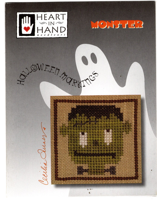 Heart in Hand Halloween Markings Monster counted cross stitch pattern leaflet. Cecilia Turner
