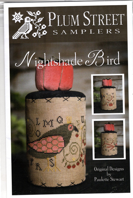 Plum Street Samplers Nightshade Bird counted cross stitch chartpack. Paulette Stewart
