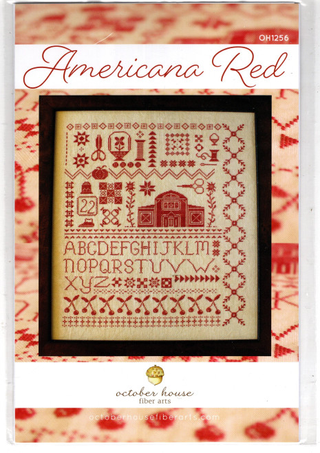 October House Fiber Arts Americana Red Counted cross stitch chartpack. Robin Sample