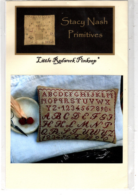 Stacy Nash Designs Little Redwork Pinkeep counted cross stitch chartpack