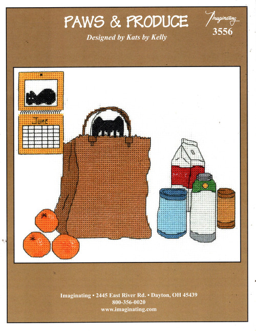 Imaginating Paws and Produce counted cross stitch leaflet. Kats by Kelly