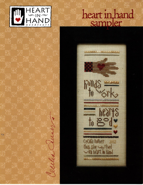 Heart in Hand Heart in Hand Sampler counted cross stitch pattern leaflet. Cecilia Turner