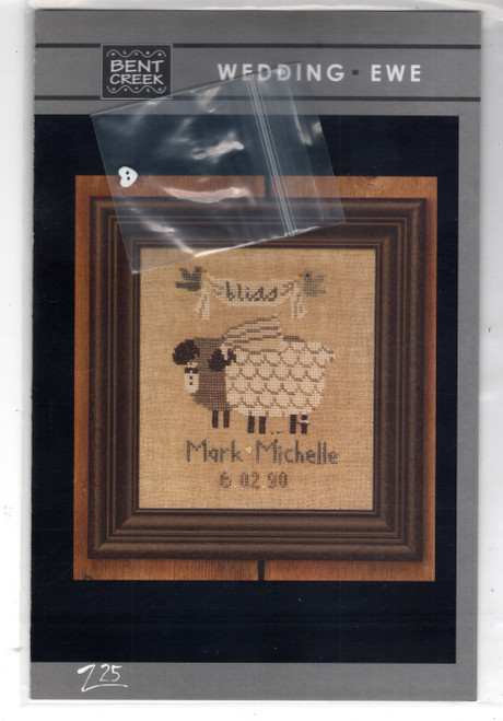Bent Creek Wedding Ewe counted cross stitch pattern chartpack with button