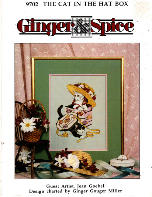 Ginger & Spice The Cat in the Hat Box Counted Cross Stitch Pattern leaflet. Jean Goebel