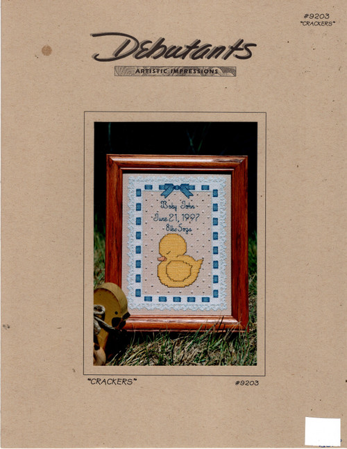 Debutants Crackers counted cross stitch leaflet. Lana Galvan.  Birth Announcement