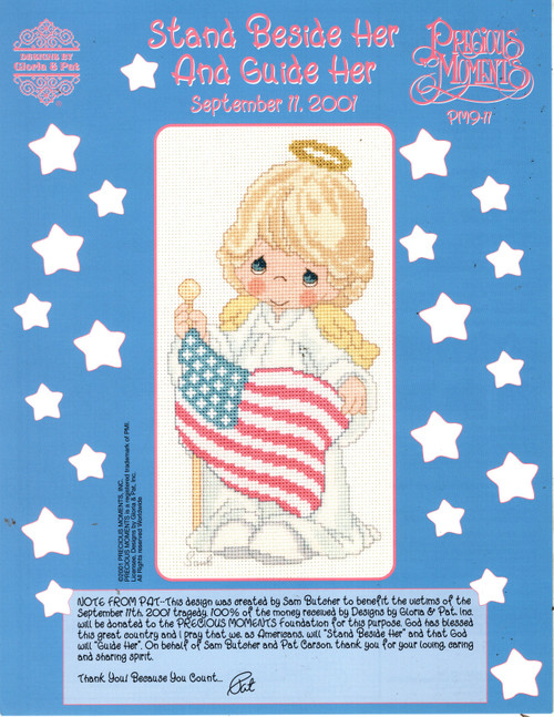 Designs by Gloria & Pat Precious Moments Stand Beside Her and Guide Her September 11, 2001 Counted Cross Stitch Pattern leaflet