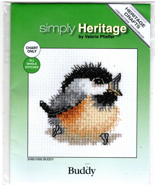 Heritage Crafts Simply Heritage Buddy counted cross stitch chartpack.  One of a series of designs from the paintings of Valerie Pfeiffer