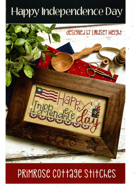 Primrose Cottage Stitches Happy Independence Day counted cross stitch leaflet. Lindsey Weight