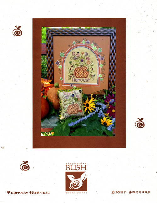 Shepherd's Bush Pumpkin Harvest counted Cross Stitch Pattern leaflet. Teri Richards