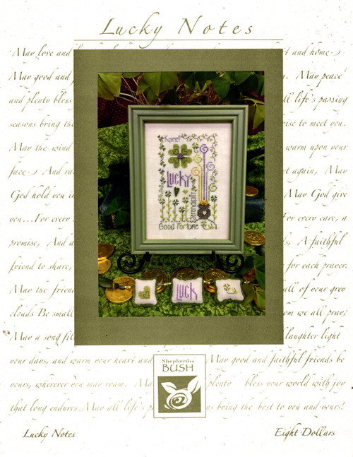 Shepherd's Bush Lucky Notes counted Cross Stitch Pattern leaflet. Teri Richards
