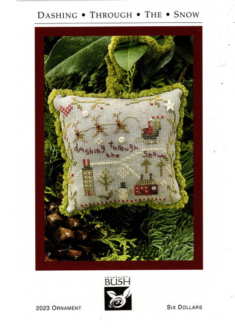 Shepherd's Bush Dashing Through the Snow counted Cross Stitch Pattern leaflet. 2023 Ornament. Teri Richards Herman