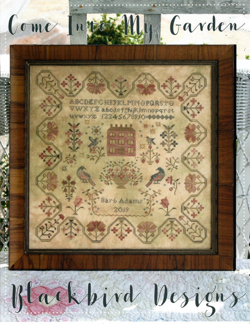 Blackbird Designs Come Into My Garden counted Cross Stitch Pattern leaflet. Barb Adams