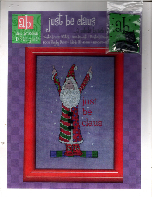 Amy Bruecken Designs Just Be Claus counted cross stitch leaflet with embellishment pack