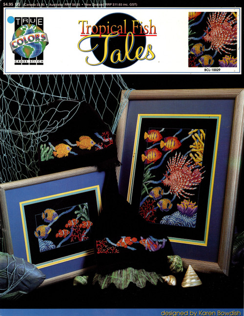 True Colors Tropical Fish Tales Counted Cross Stitch Pattern booklet. Karen Bowdish. Two borders, two charts