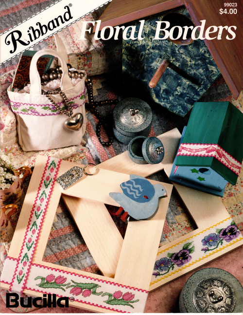 Bucilla Floral Borders Ribband counted cross stitch leaflet