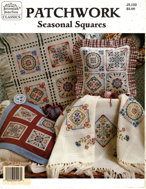 Jeremiah Junction Patchwork Seasonal Squares counted cross stitch leaflet. Linda Coleman. Summer, Spring, Winter, Autumn