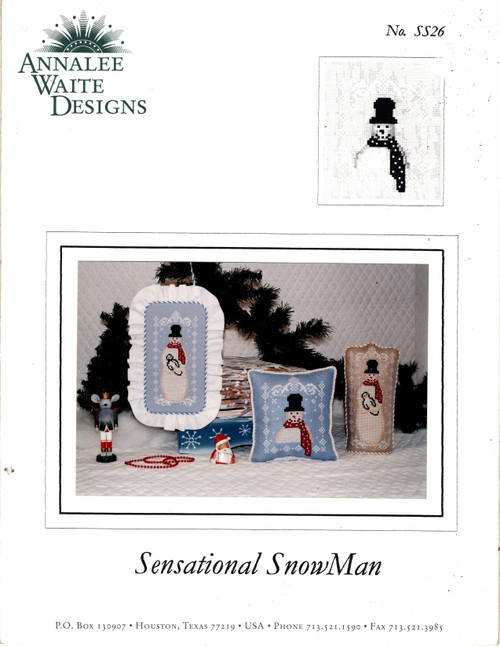 Annalee Waite Designs Sensational SnowMan counted cross stitch leaflet. Snowman Bust, Standing Snowman