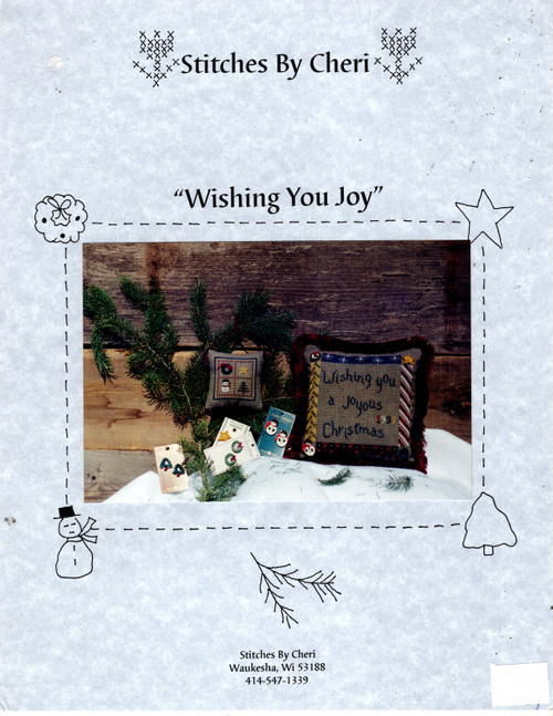 Stitches by Cheri Wishing You Joy Counted Cross Stitch Pattern leaflet.  Wishing You Joy, Patchwork Ornament