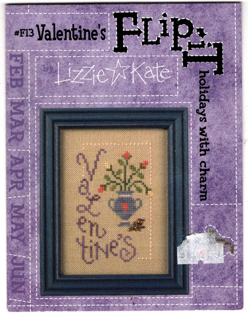 Lizzie Kate Holidays with Charm Valentine's Flip-It Series #F13 counted cross stitch pattern  with charm
